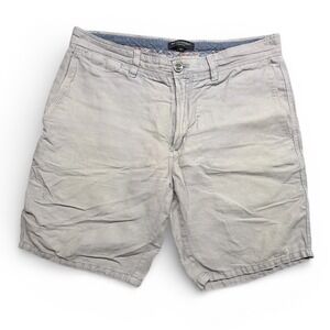 Banana Republic Aiden Linen Cotton Shorts Mens 32 Gray Flat Front 184633-00